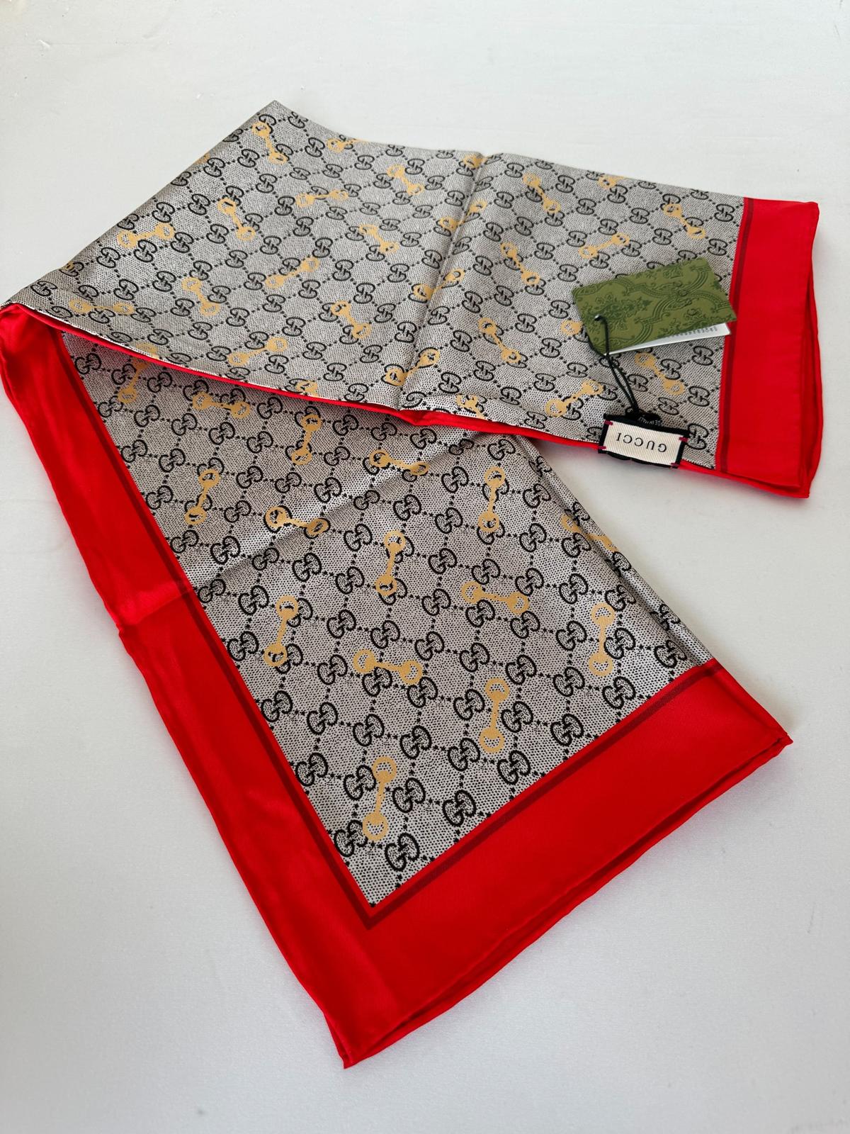 Gucci Kırmızı İthal İpek Eşarp 55467 - Görsel 3