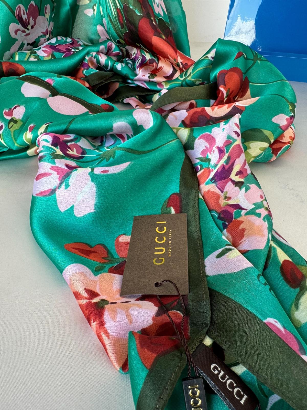 Gucci Çiçek Desen İthal Vual İpek Şal 014461 - Benetton - Görsel 2
