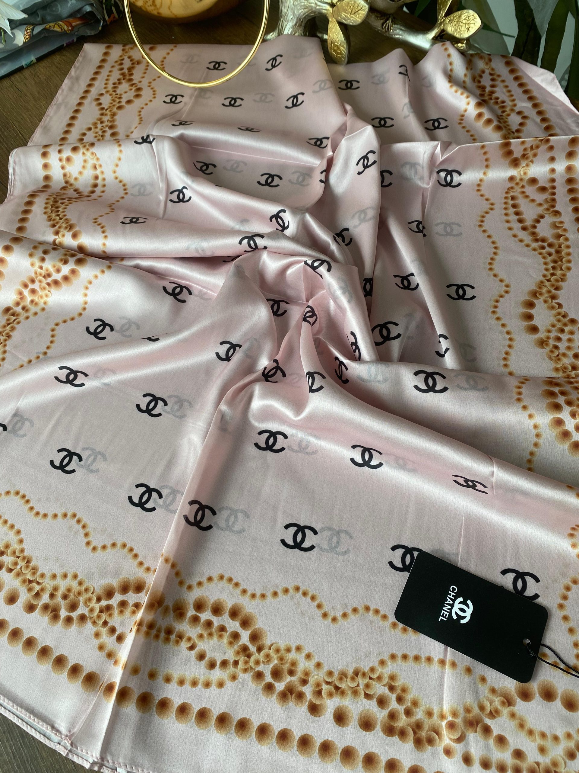 Chanel İthal Vual İpek Şal Pudra