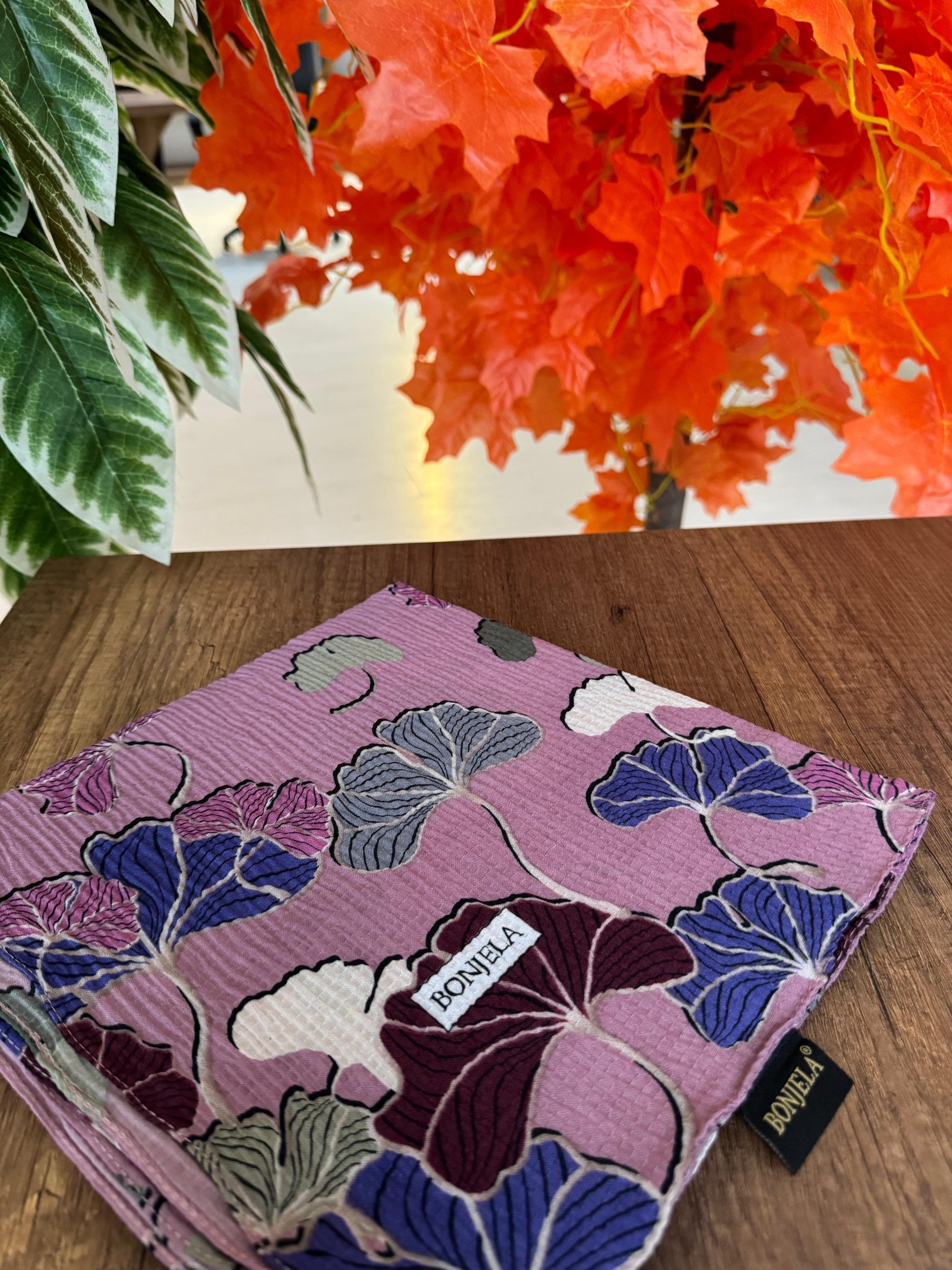 Yaprak Desenli Mio Caz Eşarp - Lila - 44105