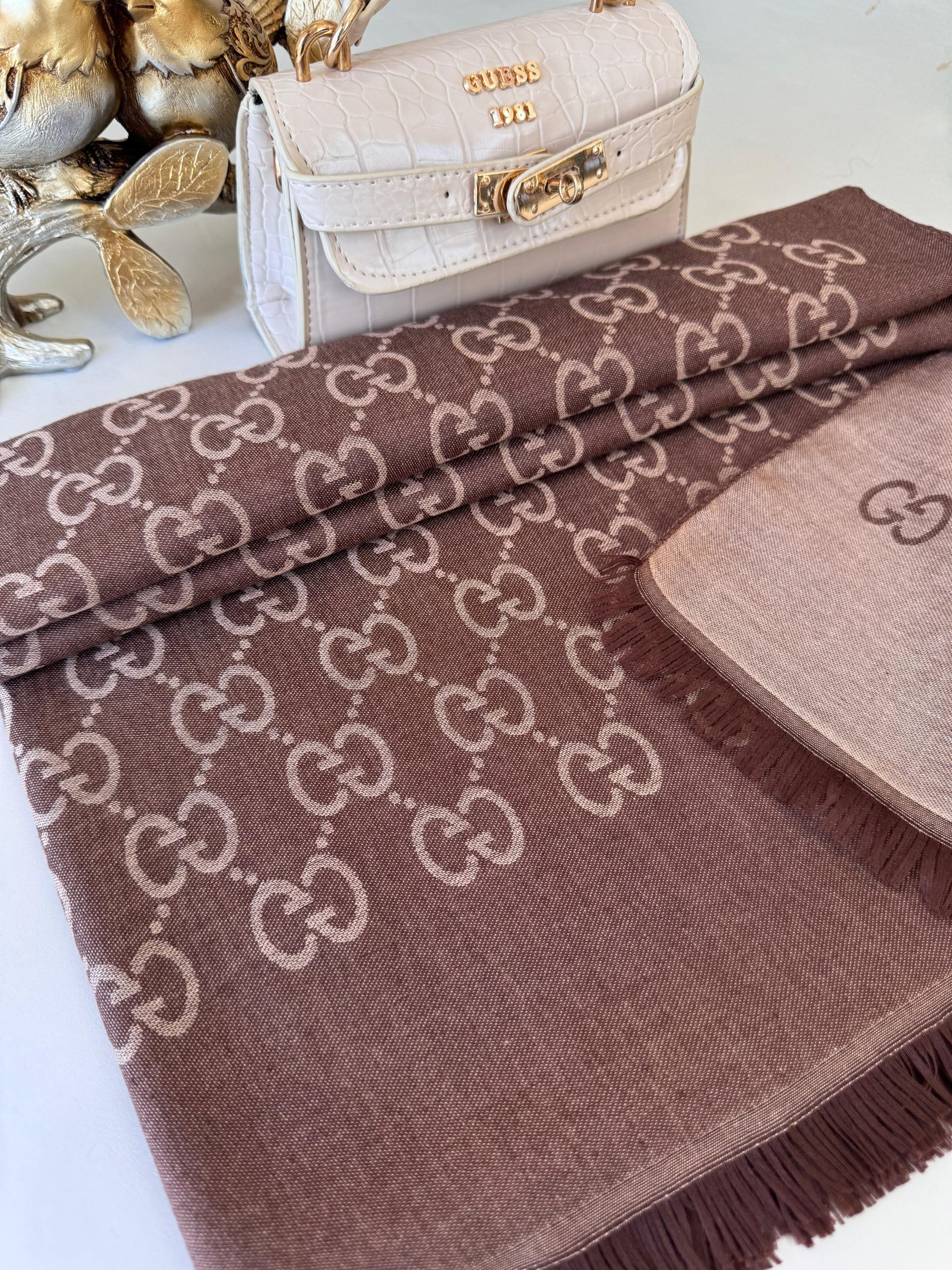 Gucci Yün İpek İthal Çift Taraflı Şal 44135