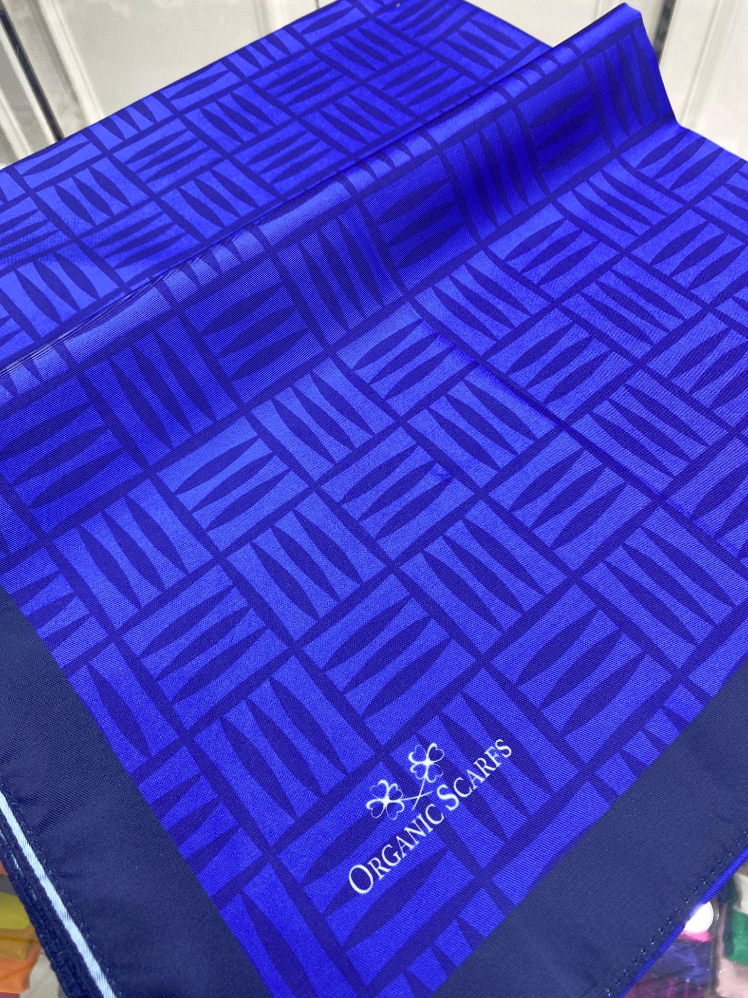 Kare Desen Twill Şal - Mavi - Organic ScarfsOrganic Scarfs