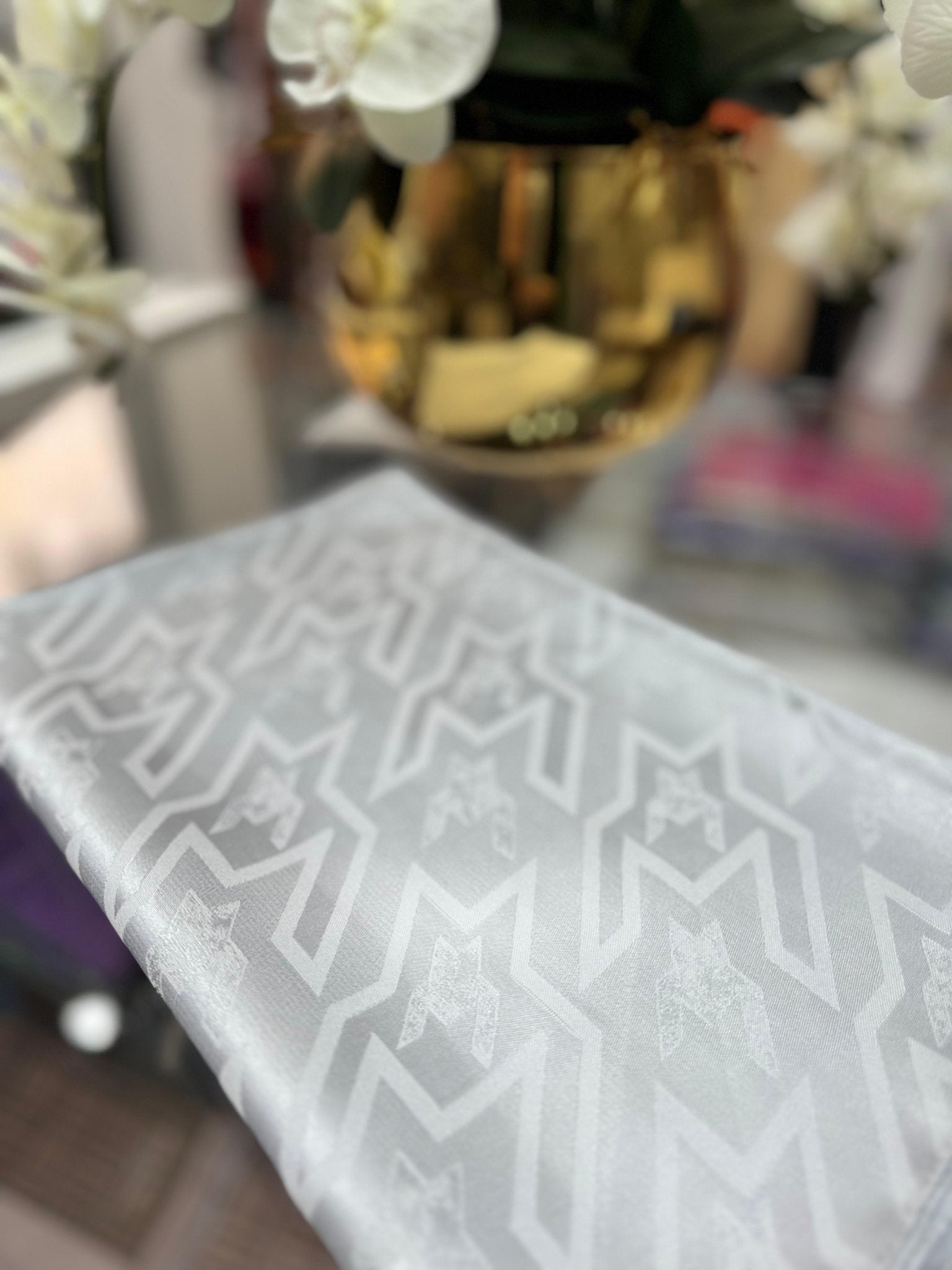 Kazayağı Big Desen Jakar Şal - Gümüş - Organic ScarfsOrganic Scarfs