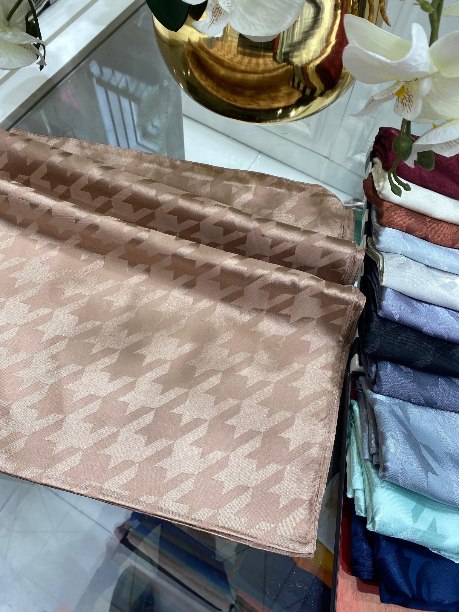 Kazayağı Desen Jakar Şal - Mocha - Organic ScarfsOrganic Scarfs
