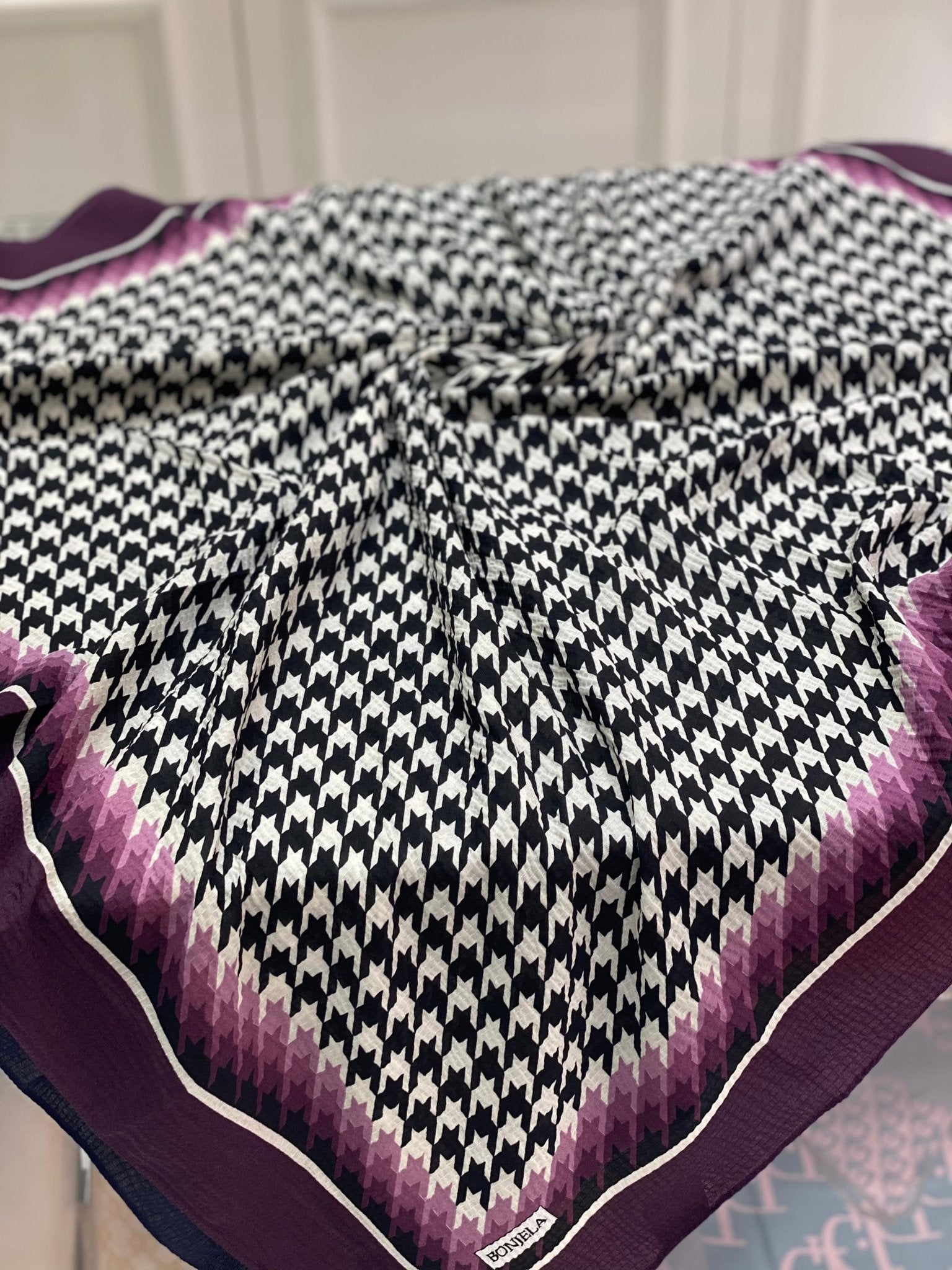 Kazayağı Desen Mio Cazz Eşarp - Mürdüm - Organic ScarfsOrganic Scarfs