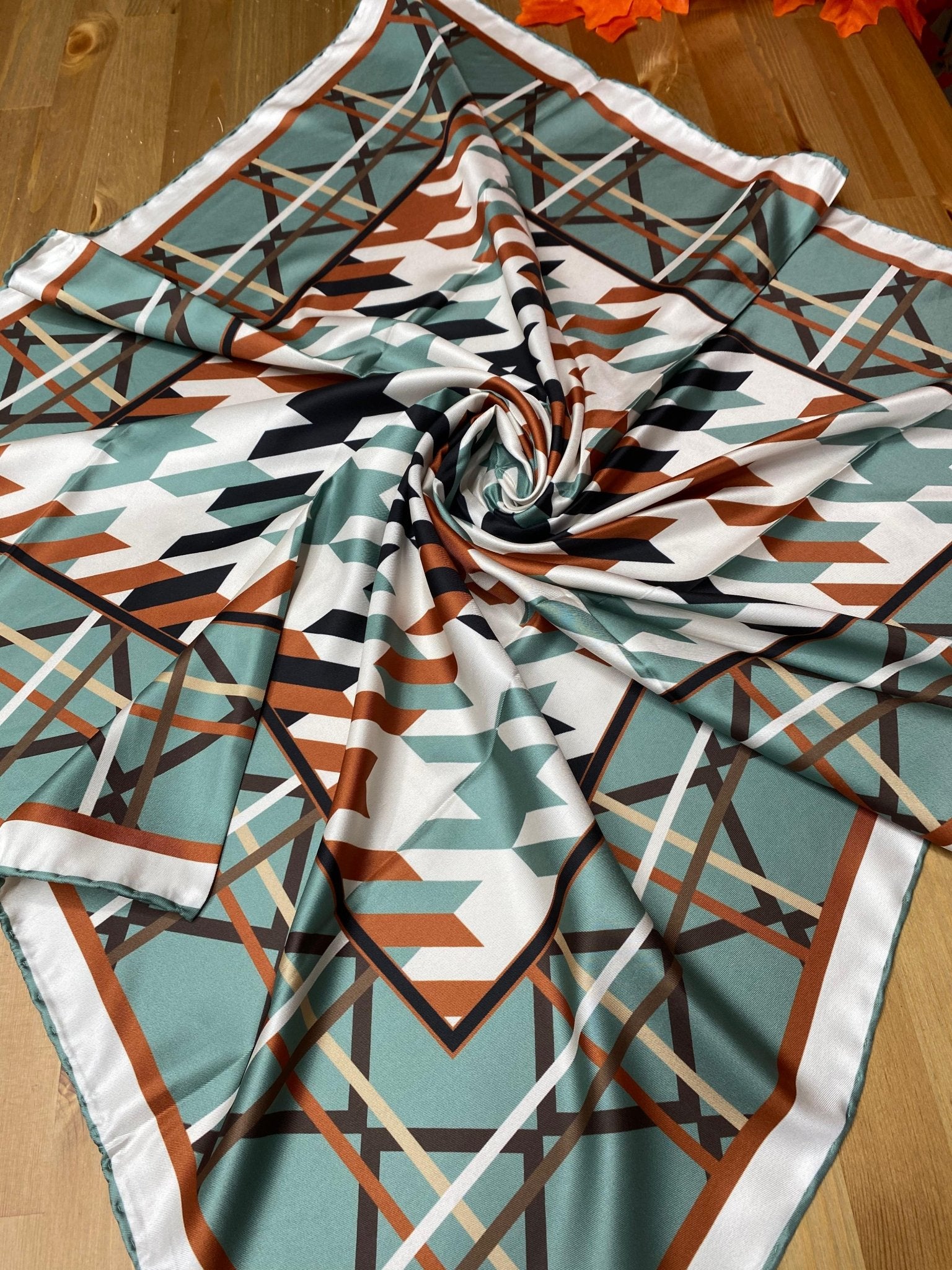 Kazayağı Desen Twill Eşarp - Yeşil - Organic ScarfsOrganic Scarfs