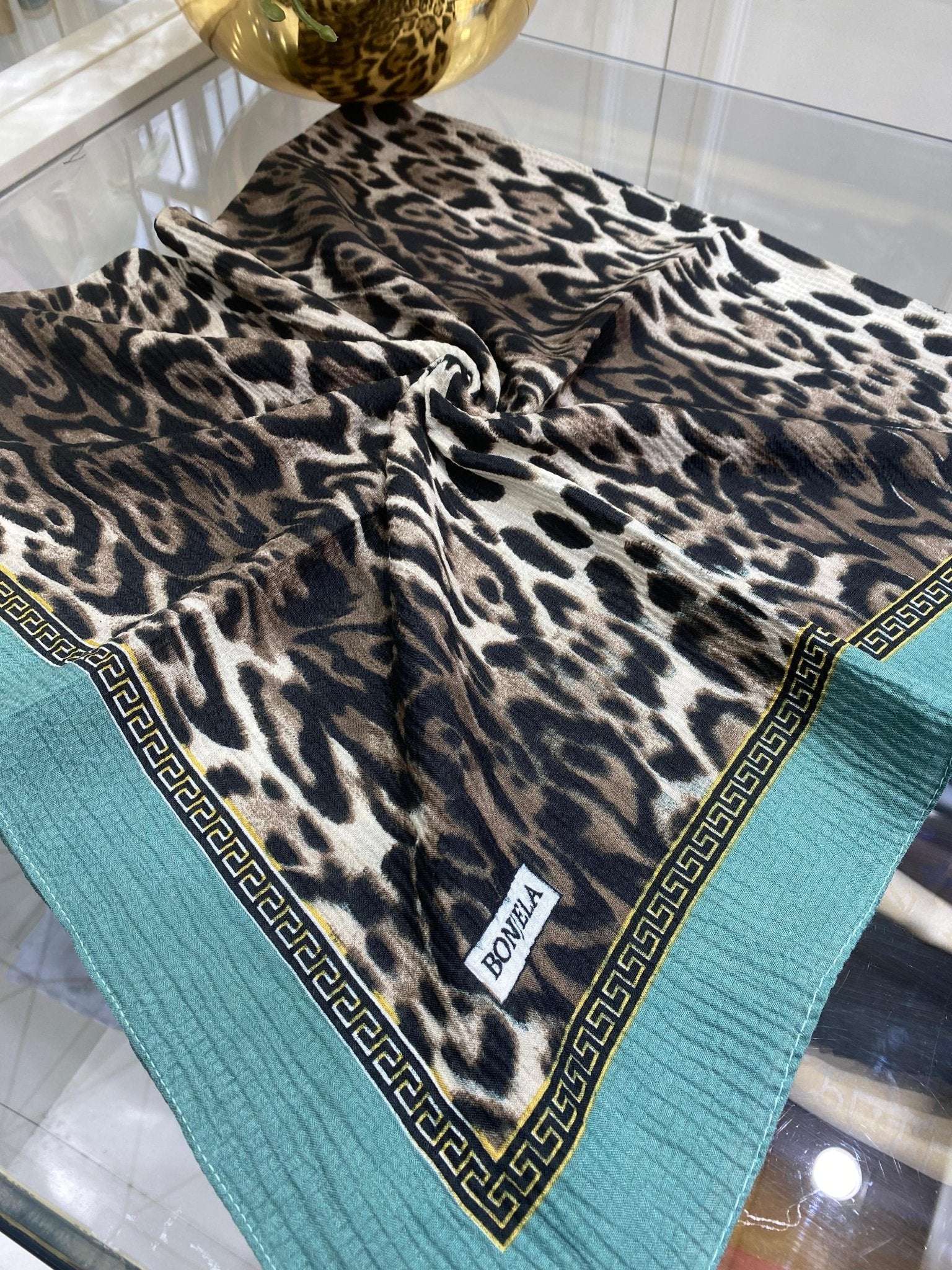 Leopar Desen Mio Caz Eşarp - Mint - Organic ScarfsOrganic Scarfs