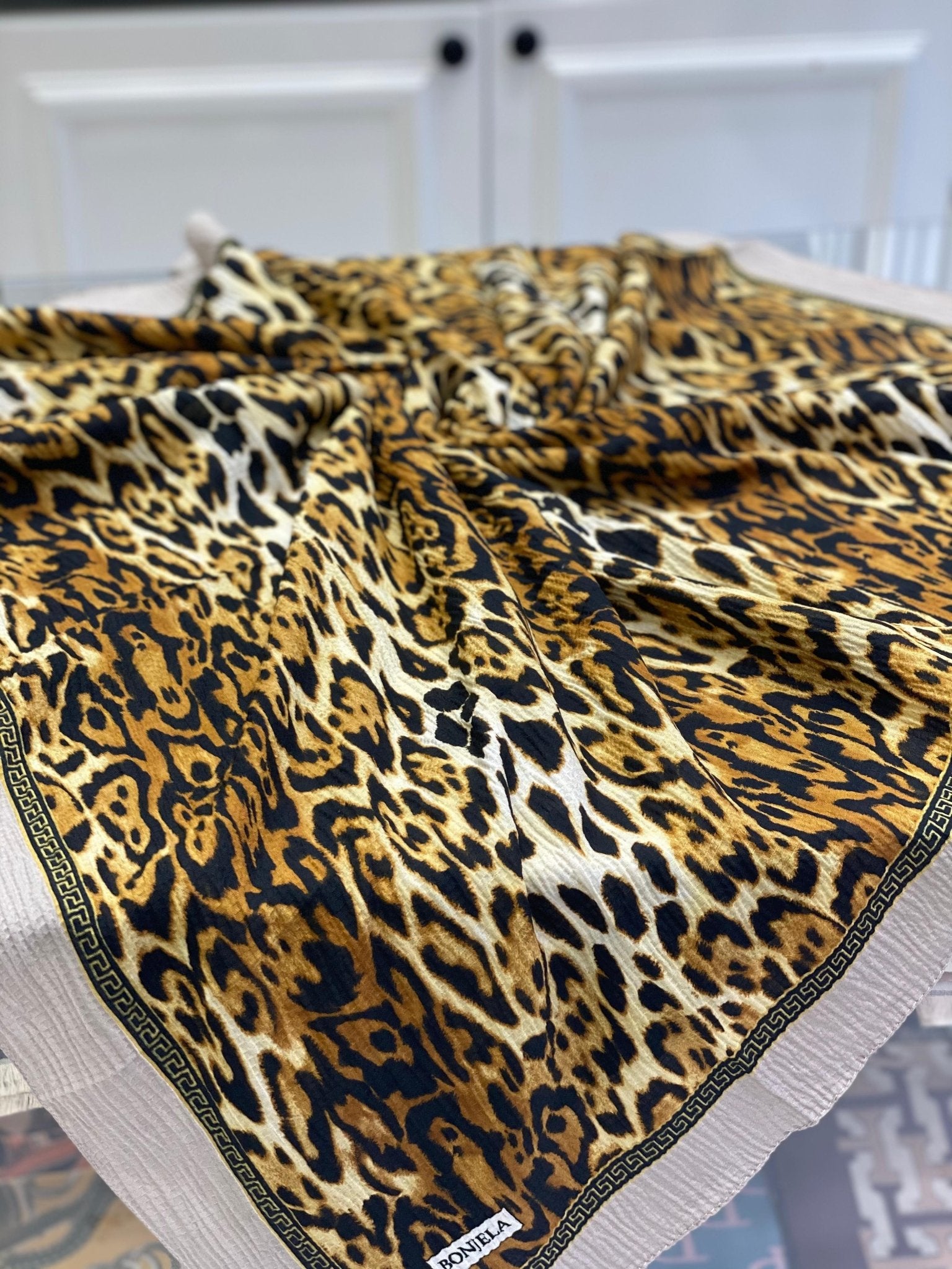 Leopar Desen Mio Cazz Eşarp - Bej - Organic ScarfsOrganic Scarfs
