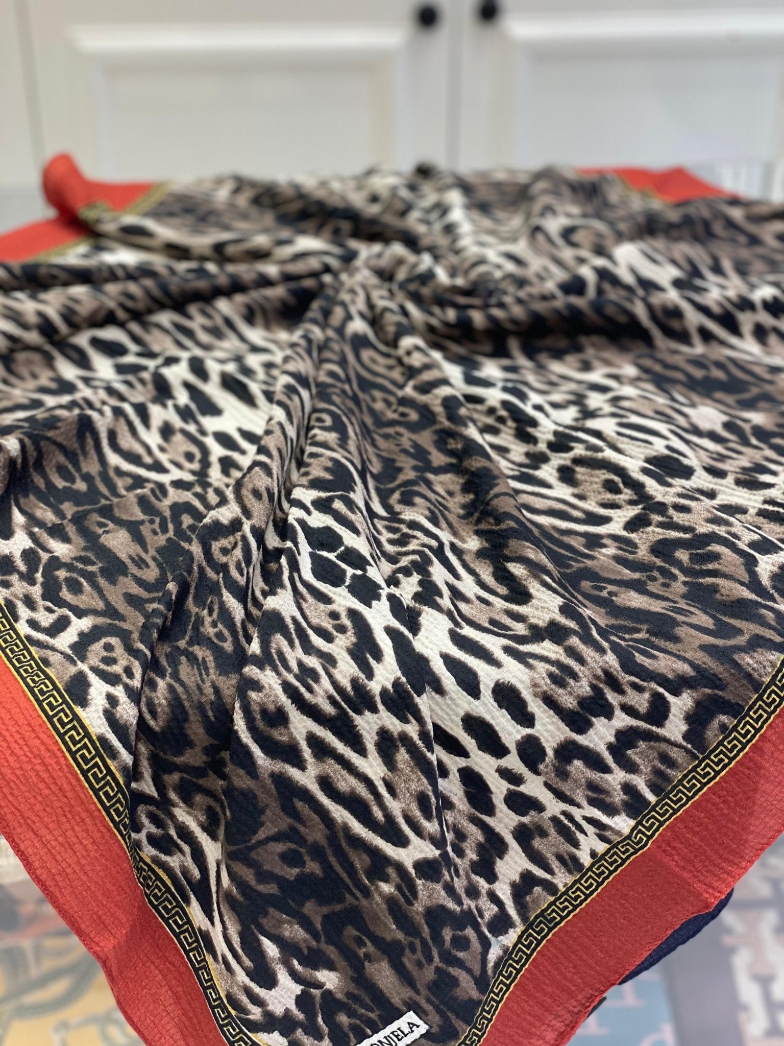 Leopar Desen Mio Cazz Eşarp - Kiremit - Organic ScarfsOrganic Scarfs