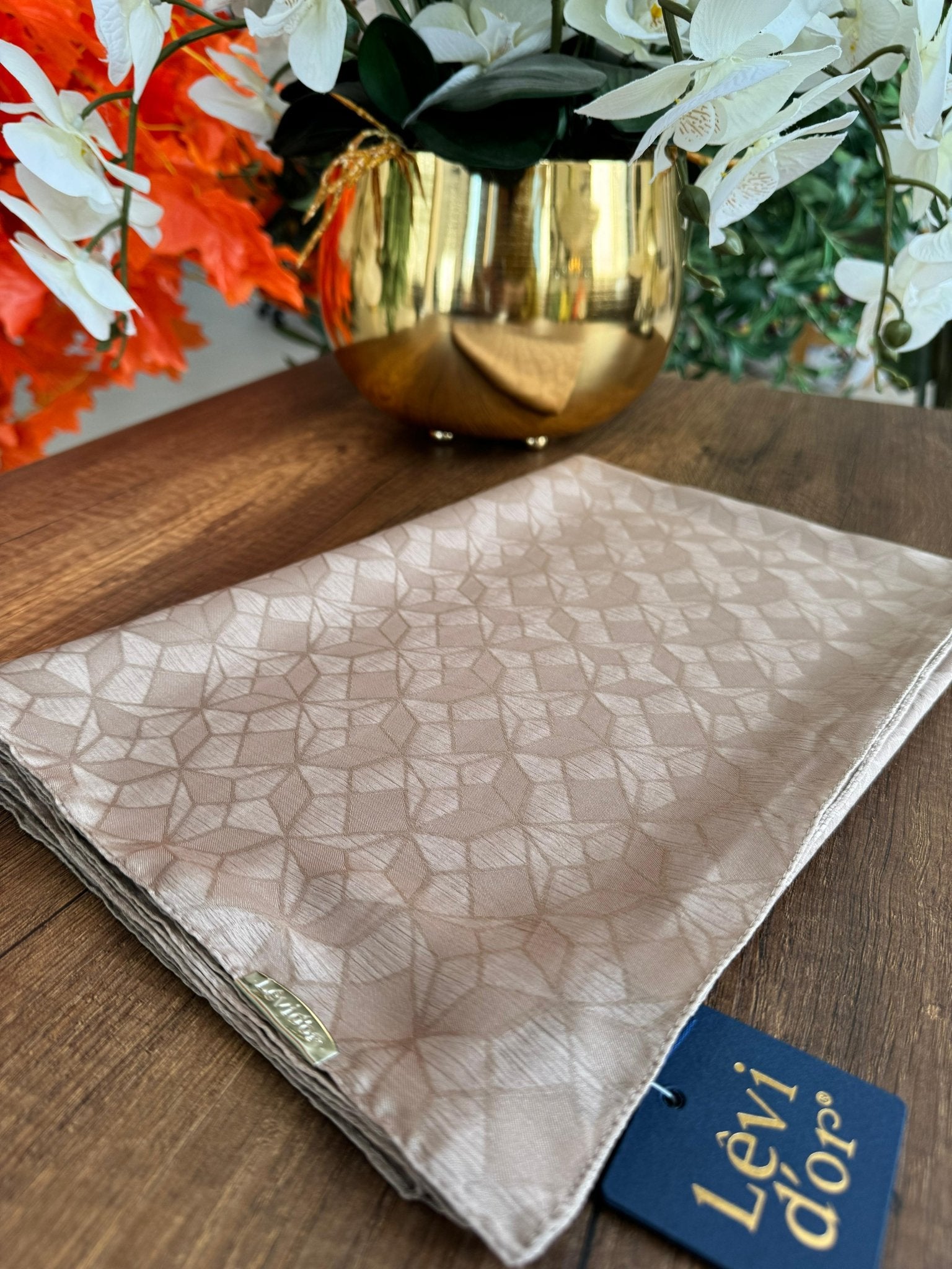 LEVİDOR Clover Jakar Capri Şal 17385 - Vizon - Organic ScarfsOrganic Scarfs