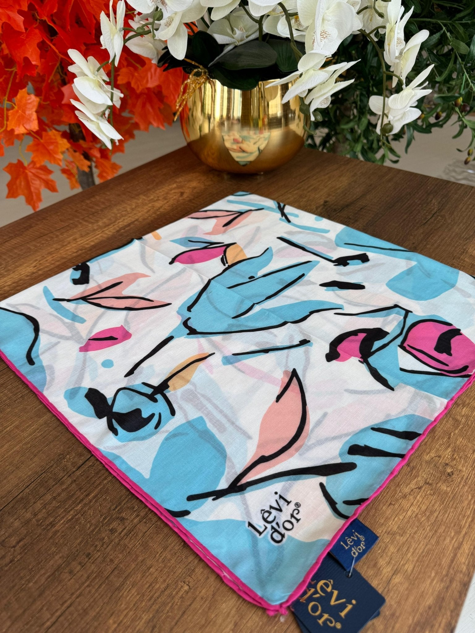 LEVİDOR Cotton Eşarp 16379 - Mavi - Organic ScarfsOrganic Scarfs