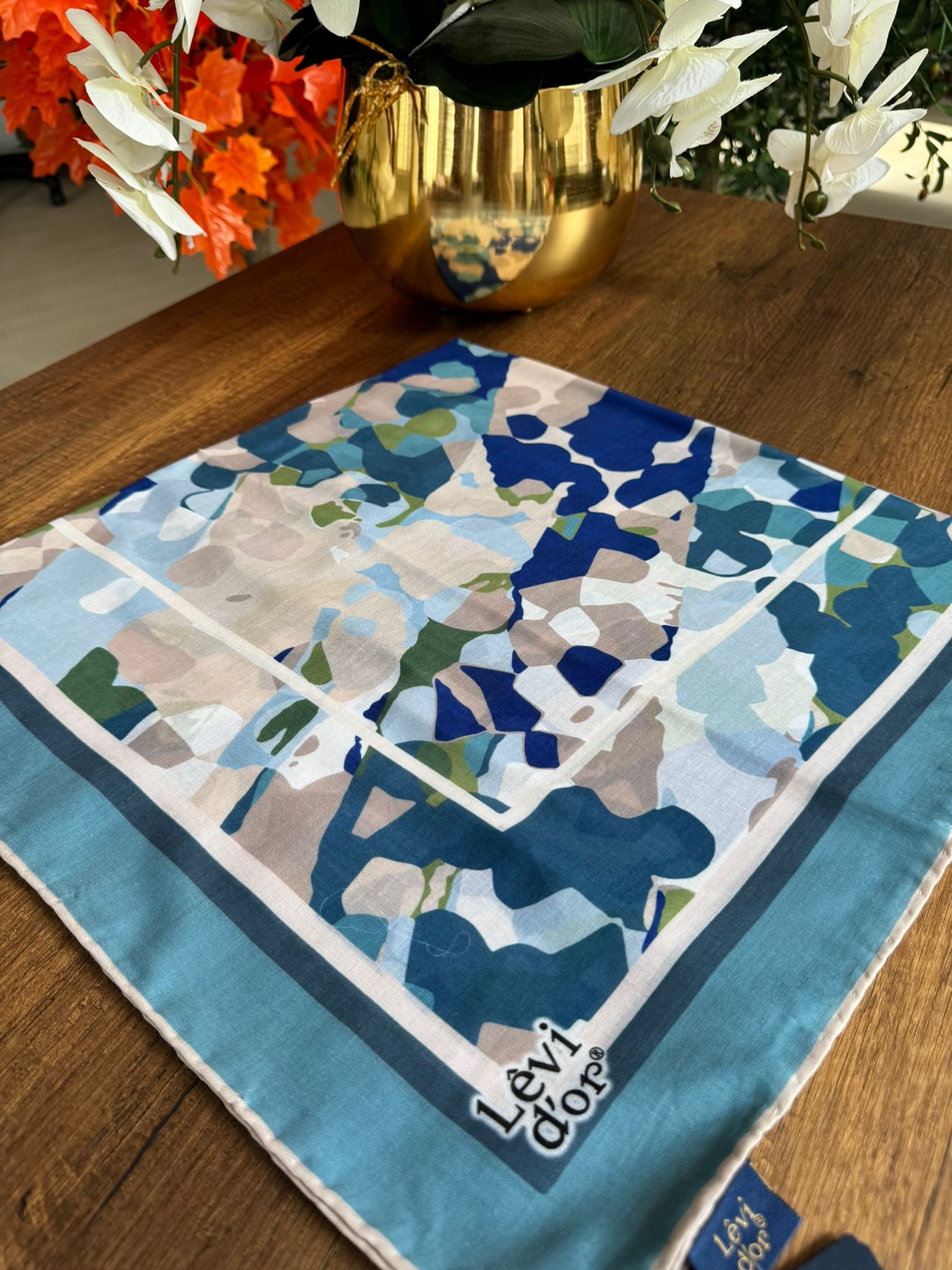 LEVİDOR Cotton Eşarp 16395 - Mavi - Organic ScarfsOrganic Scarfs