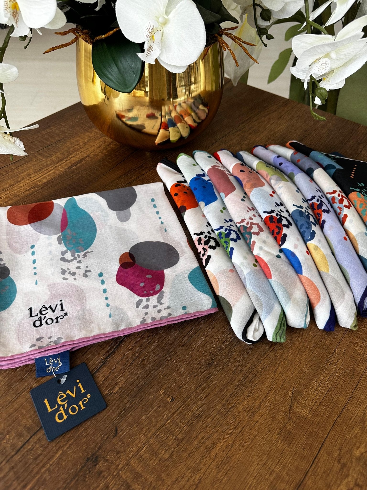LEVİDOR Cotton Eşarp 16399 - Beyaz / Lila - Organic ScarfsOrganic Scarfs