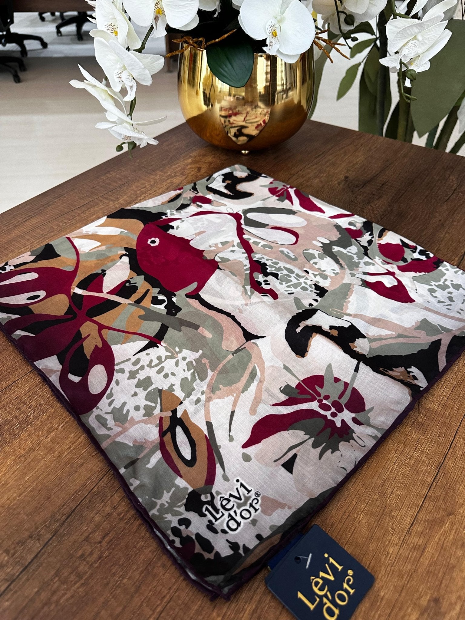 LEVİDOR Cotton Eşarp 16496 - Bej / Bordo - Organic ScarfsOrganic Scarfs