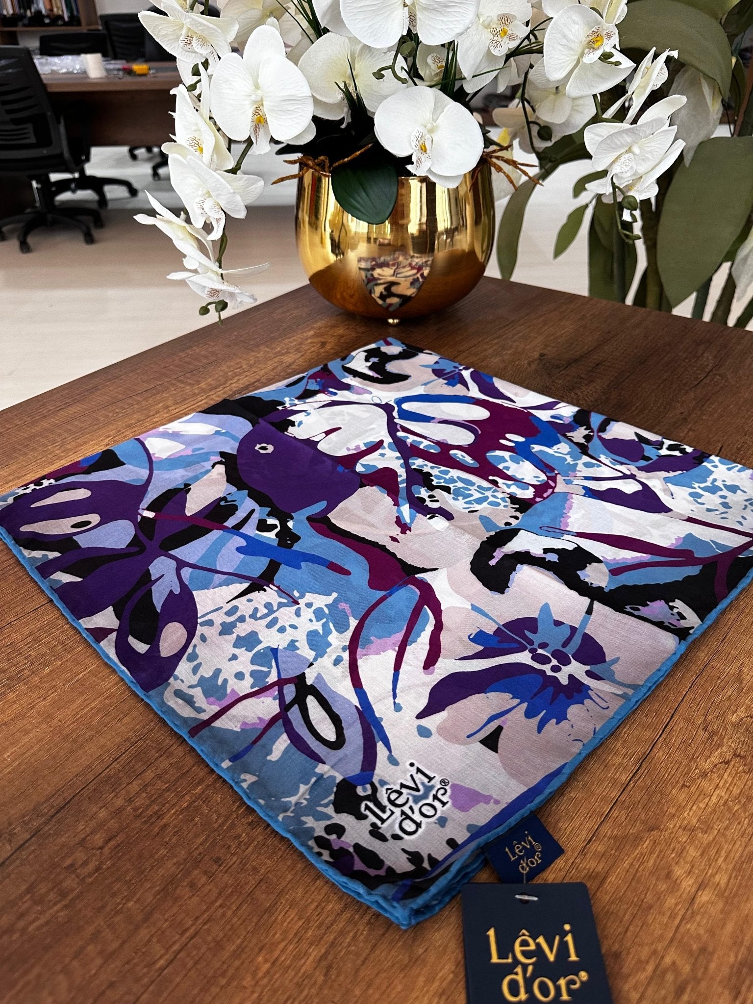 LEVİDOR Cotton Eşarp 16496 - Mavi Tonları - Organic ScarfsOrganic Scarfs
