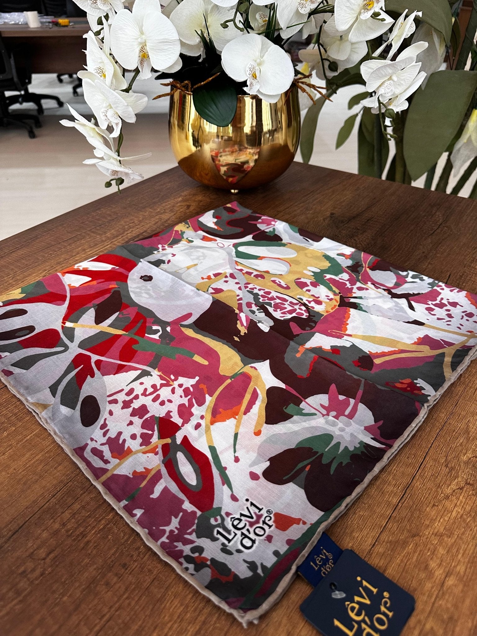 LEVİDOR Cotton Eşarp 16496 - Vizon / Kırmızı - Organic ScarfsOrganic Scarfs