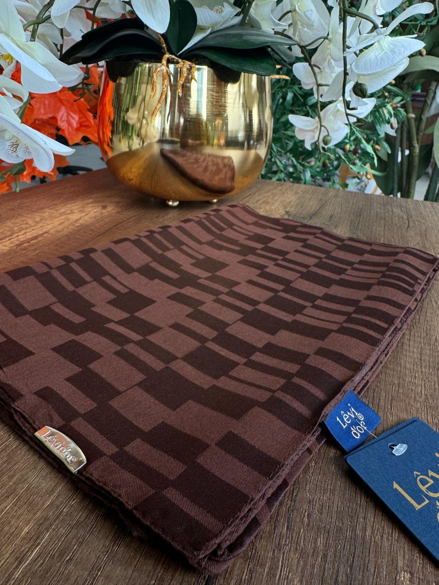 LEVİDOR Dublin Jakarlı Şal 17174 - Kahverengi - Organic ScarfsOrganic Scarfs