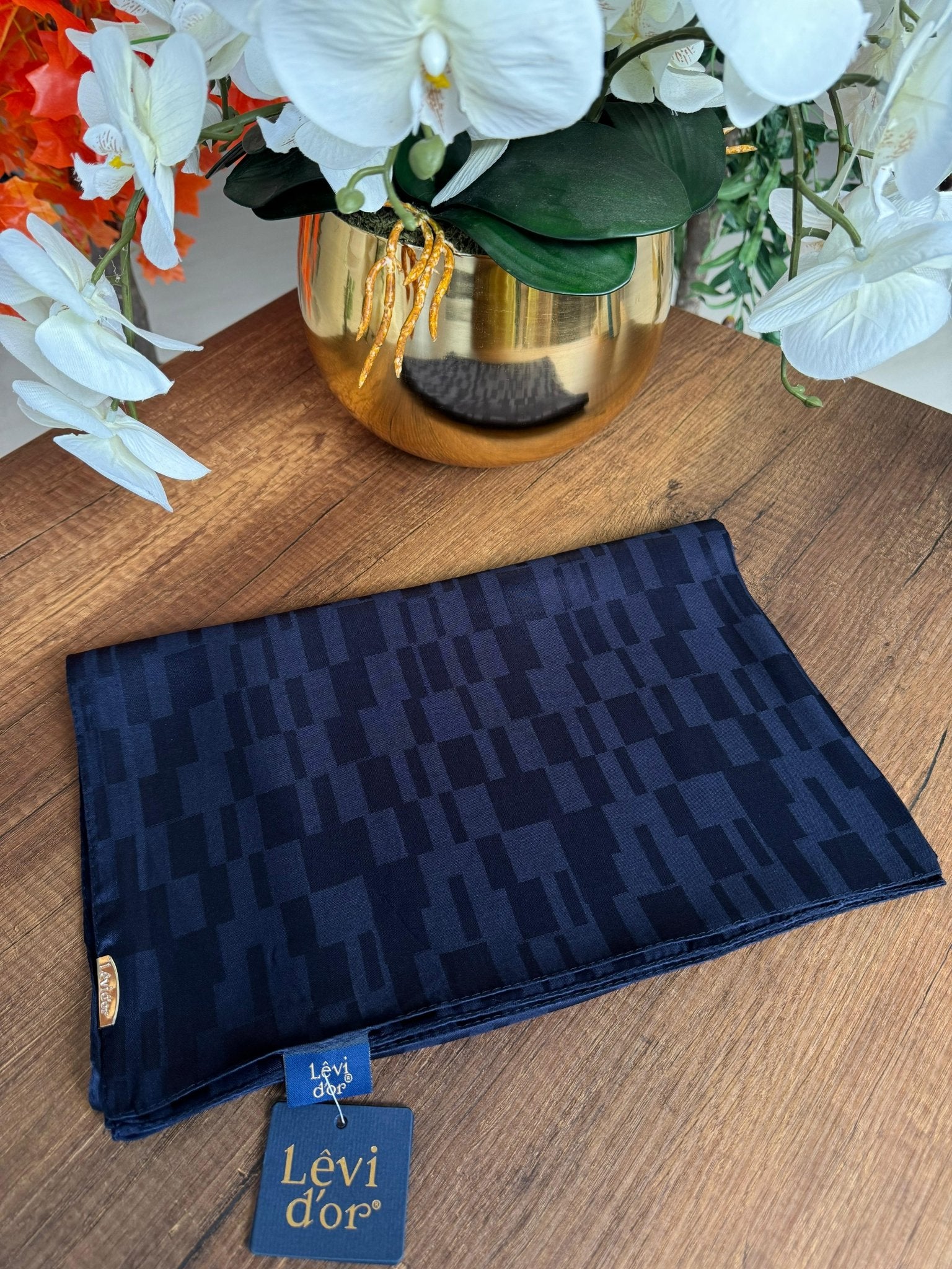 LEVİDOR Dublin Jakarlı Şal 17174 - Lacivert - Organic ScarfsOrganic Scarfs