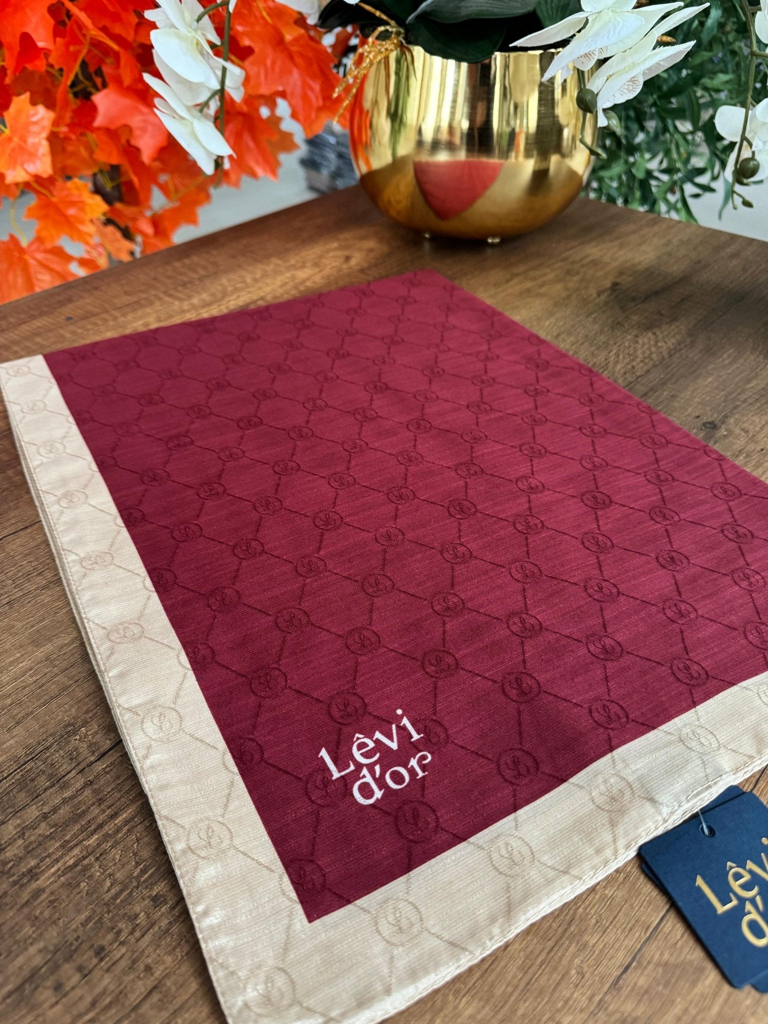LEVİDOR Monogram Şal 17657 - Bordo - Organic ScarfsOrganic Scarfs