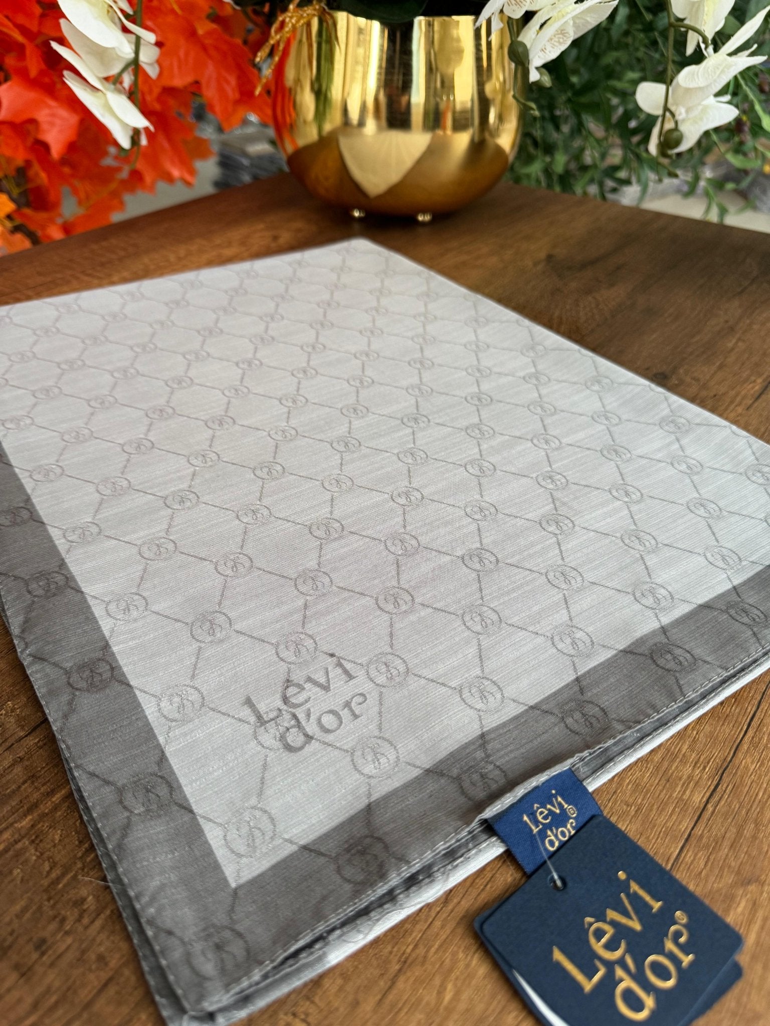 LEVİDOR Monogram Şal 17657 - Gri - Organic ScarfsOrganic Scarfs
