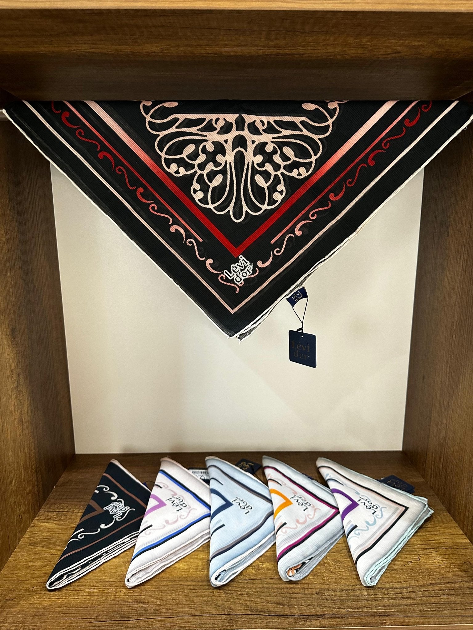 LEVİDOR Organic Kokulu Pamuk Eşarp PK-102 - Siyah / Kırmızı - Organic ScarfsOrganic Scarfs