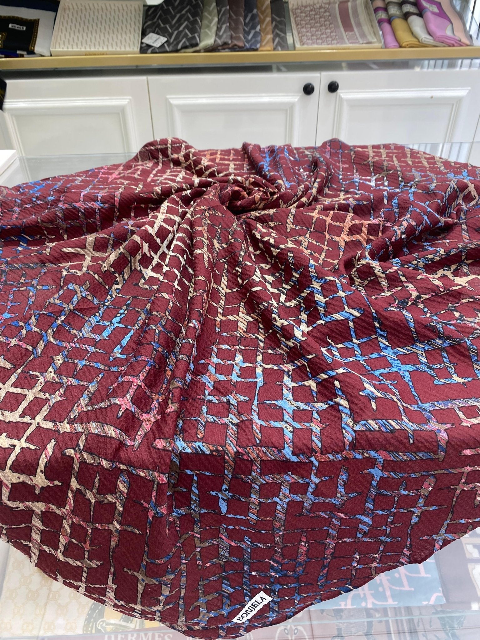 Minimal Desen Mio Caz Eşarp - Bordo - Organic ScarfsOrganic Scarfs