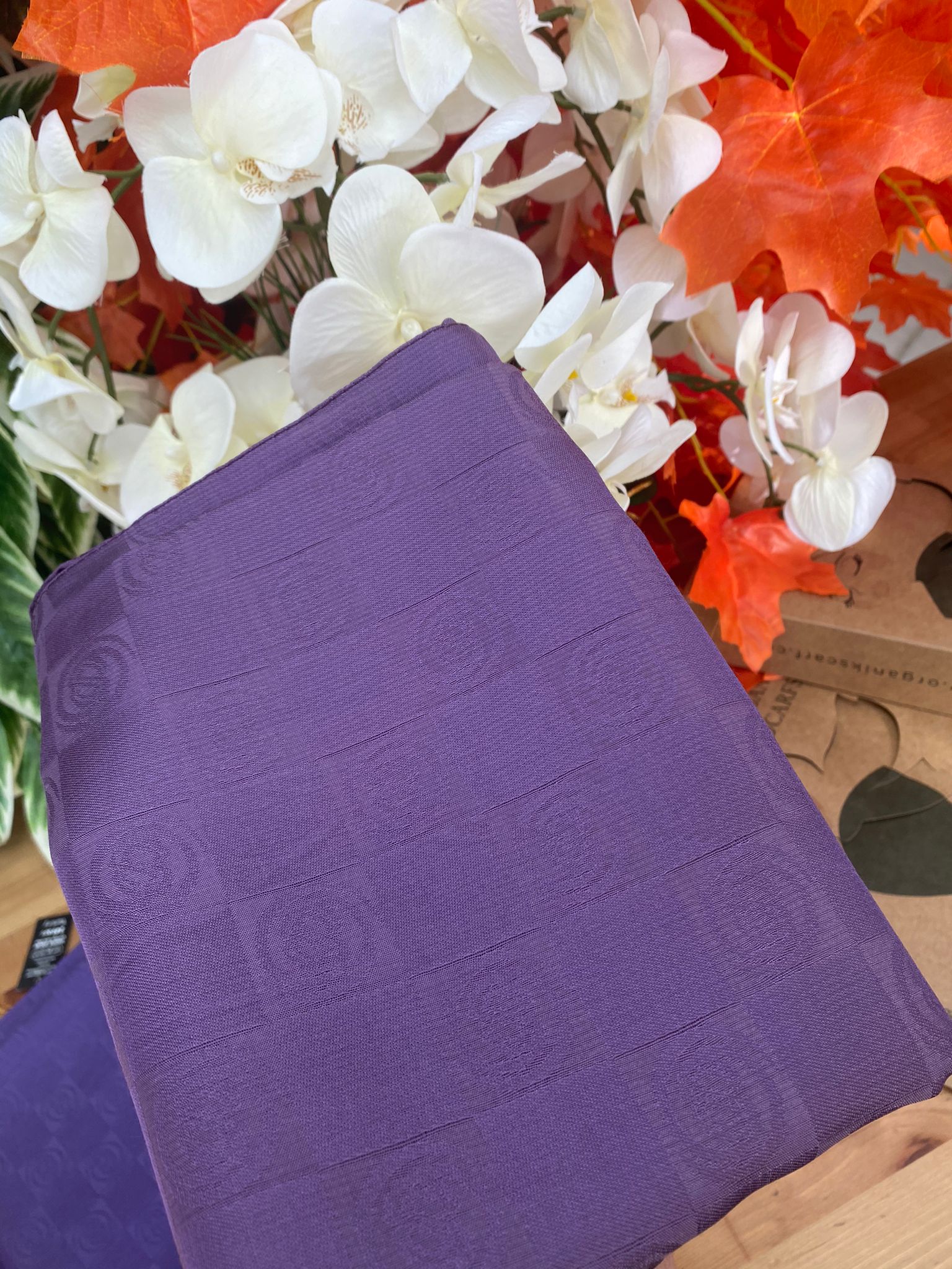 Monogram Desen Pamuk İpek Jakar Şal - Mürdüm - Organic ScarfsOrganic Scarfs