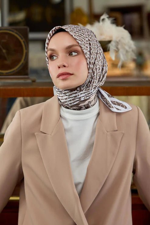 Monogram İthal Eşarp - Mocha - Organic ScarfsOrganic Scarfs