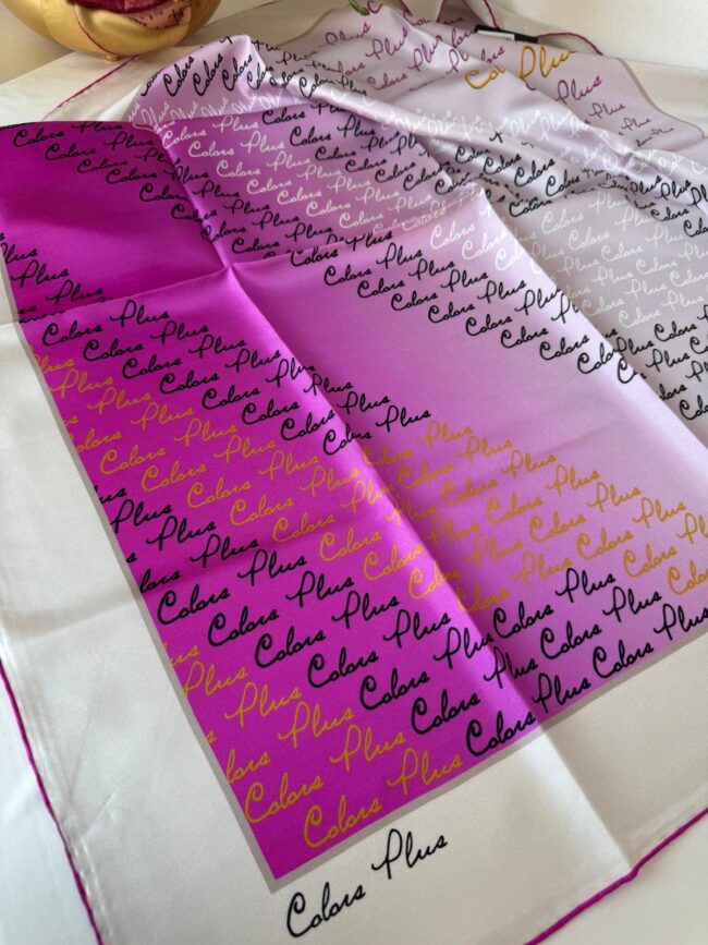 COLOR PLUS YAZILI &100 İPEK EŞARP 145631- FUŞYA
