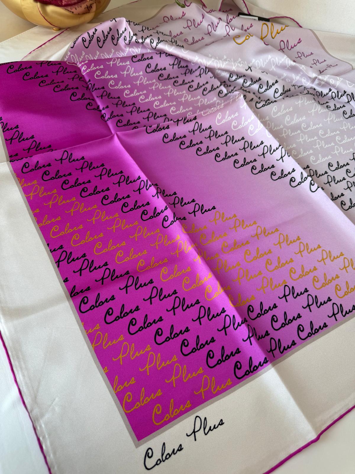 COLOR PLUS YAZILI &100 İPEK EŞARP 145631- FUŞYA