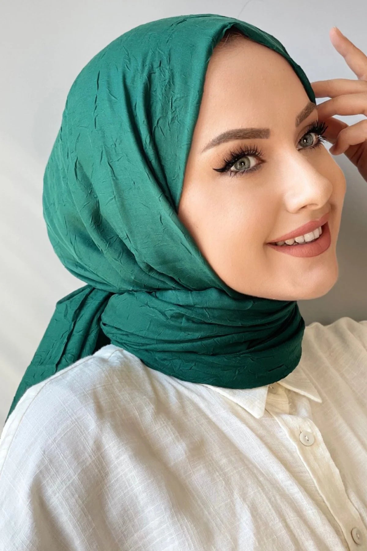 Organic Scarfs Bambu Kraş Şal Modeli - Zümrüt - Organic ScarfsOrganic Scarfs