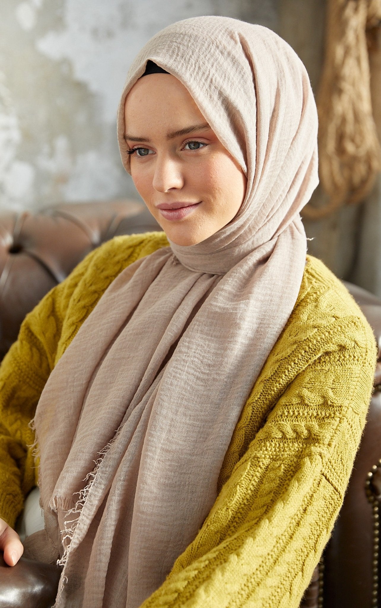 Organic Scarfs Bürümcük Şal Modeli - Bej