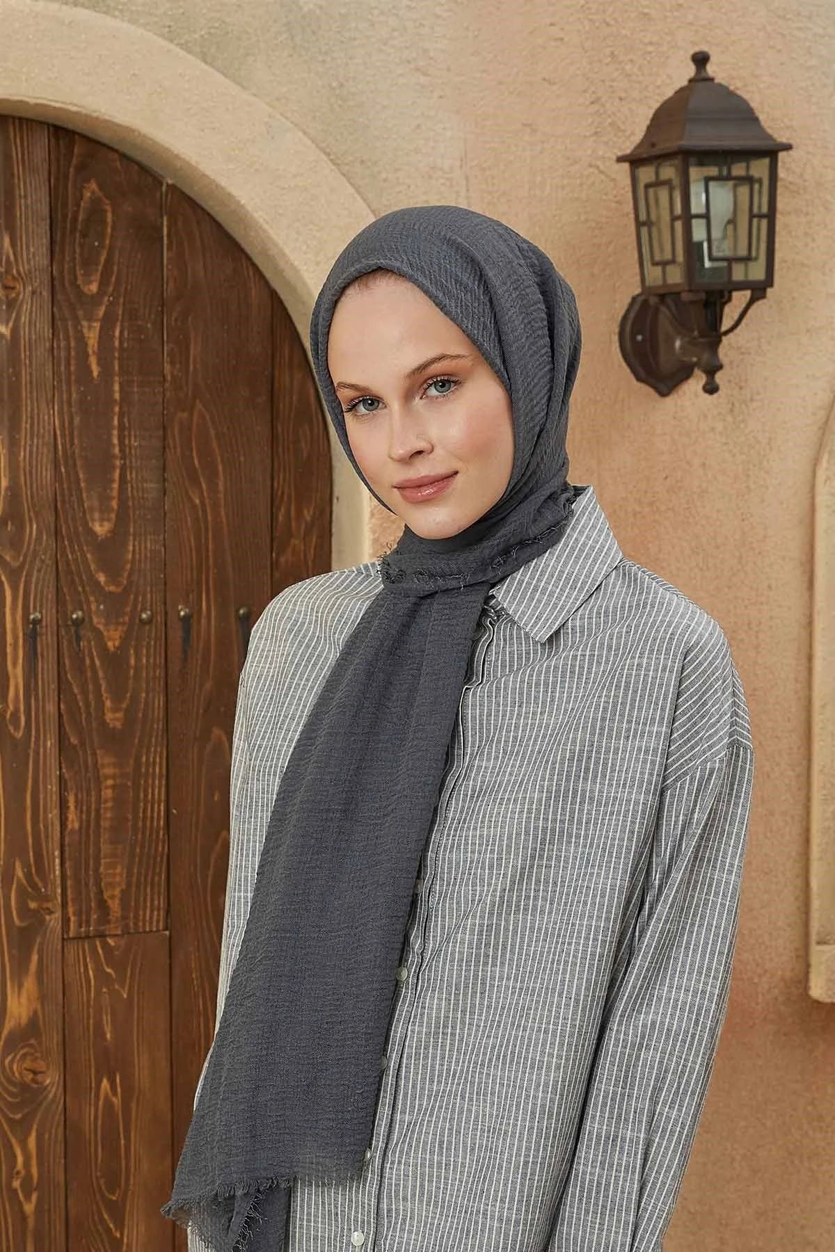 Organic Scarfs Bürümcük Şal Modeli - Antrasit - Organic ScarfsOrganic Scarfs