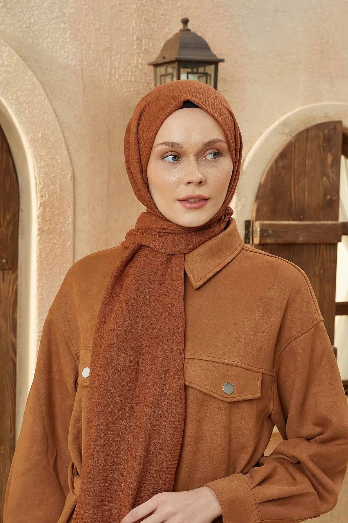 Organic Scarfs Bürümcük Şal Modeli - Bakır - Organic ScarfsOrganic Scarfs