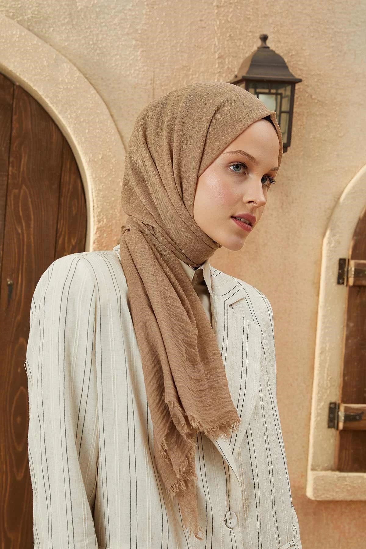 Organic Scarfs Bürümcük Şal Modeli - Caramel - Organic ScarfsOrganic Scarfs