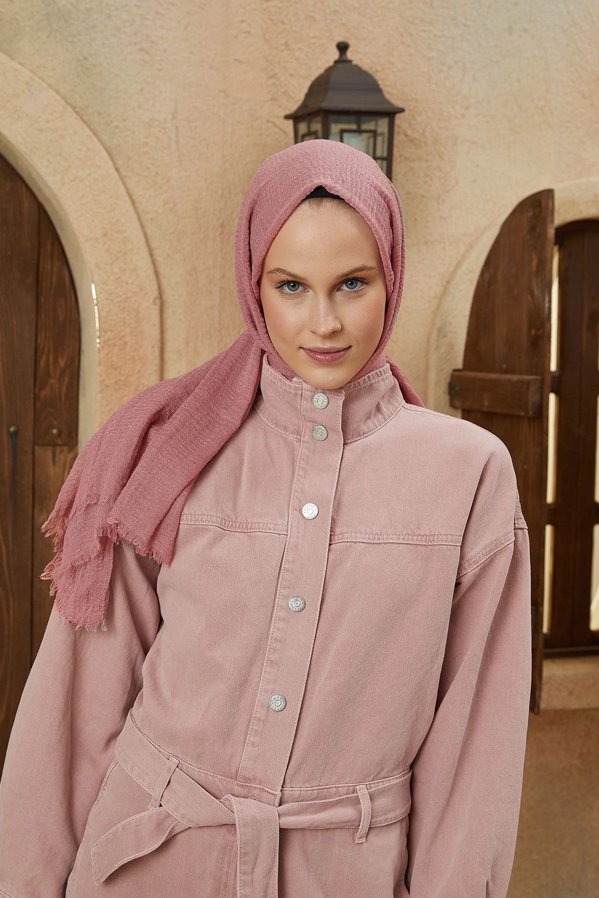Organic Scarfs Bürümcük Şal Modeli - Koyu Gül Kurusu - Organic ScarfsOrganic Scarfs