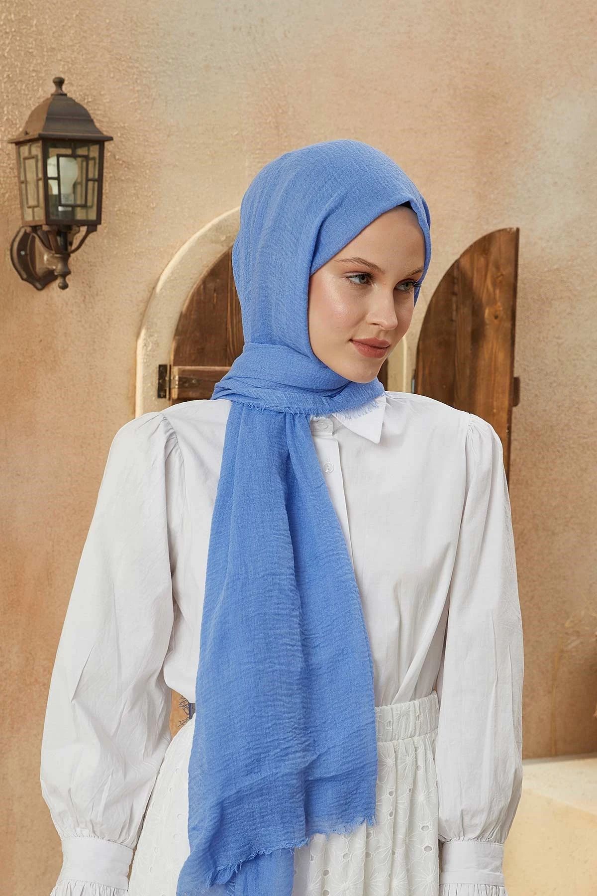 Organic Scarfs Bürümcük Şal Modeli - Mavi - Organic ScarfsOrganic Scarfs
