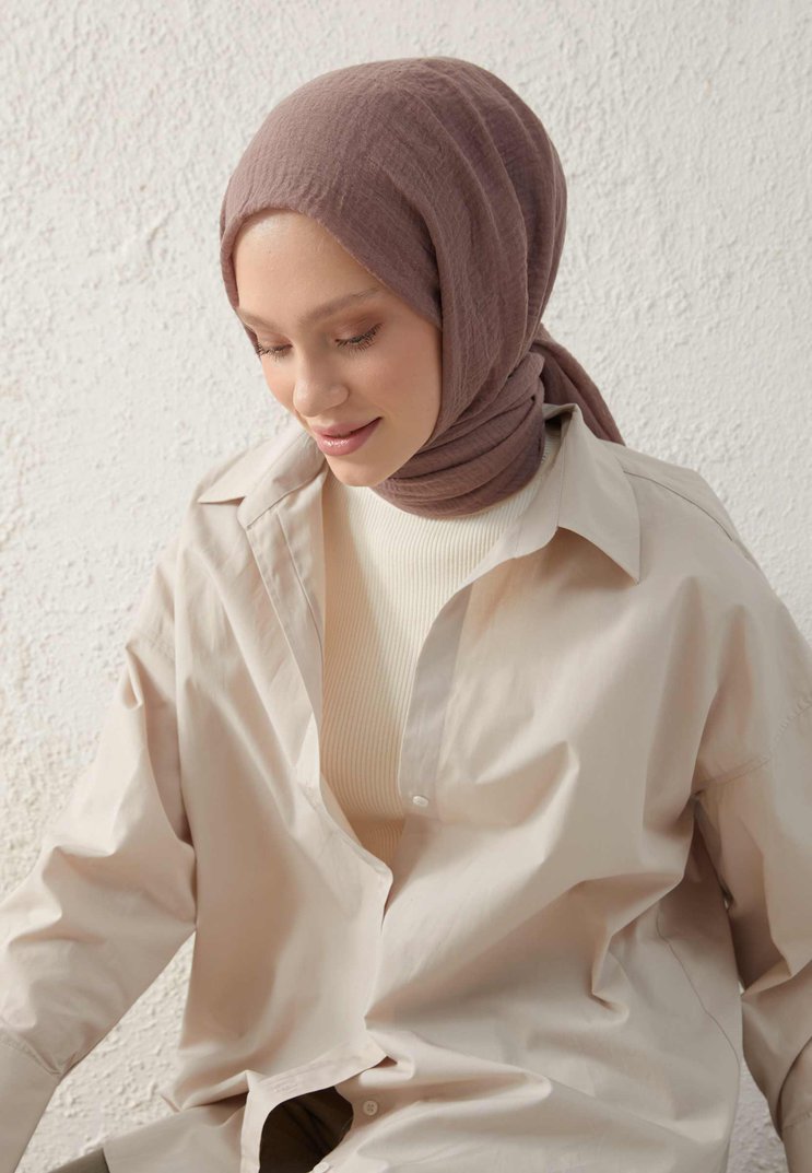 Organic Scarfs Bürümcük Şal Modeli - Vizon - Organic ScarfsOrganic Scarfs