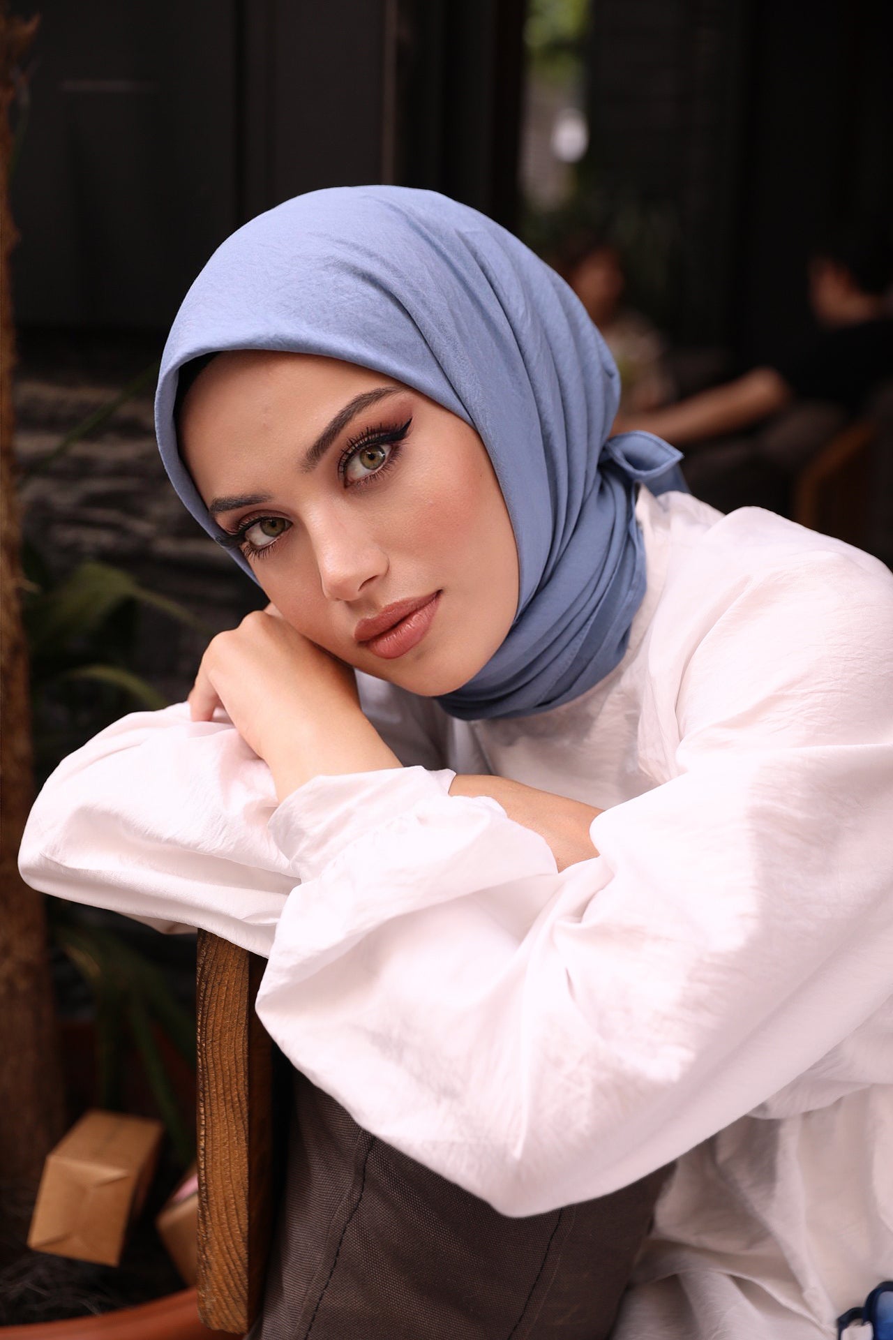 Organic Scarfs Pamuk Kraş Eşarp - Mavi - Organic ScarfsOrganic Scarfs
