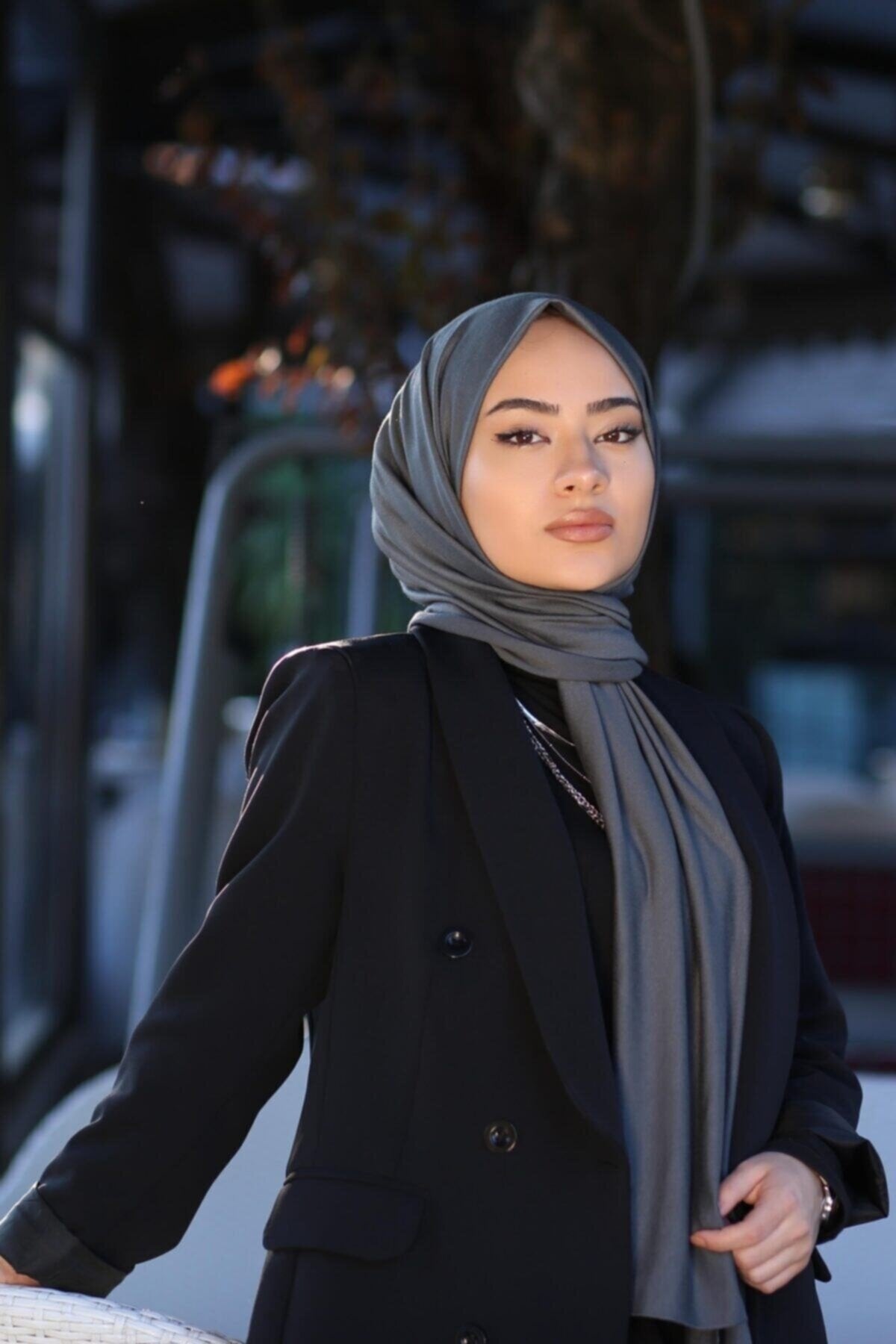 Organic Scarfs Tesettür Penye Şal Hijap Modeli - Antrasit - Organic ScarfsOrganic Scarfs