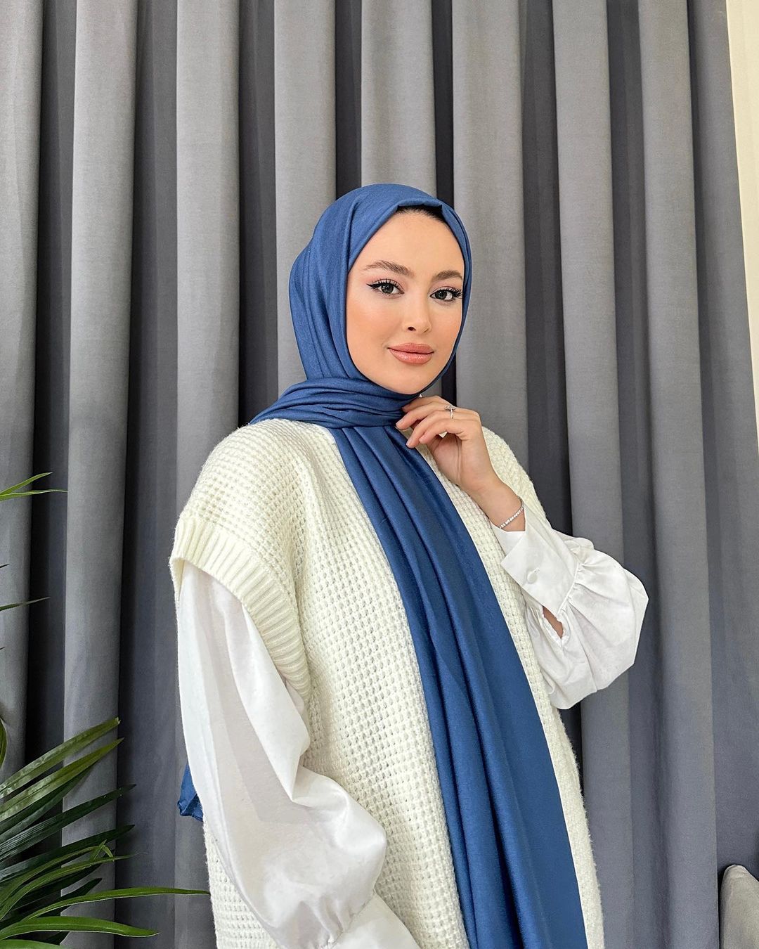 Organic Scarfs Tesettür Penye Şal Hijap Modeli - Petrol - Organic ScarfsOrganic Scarfs