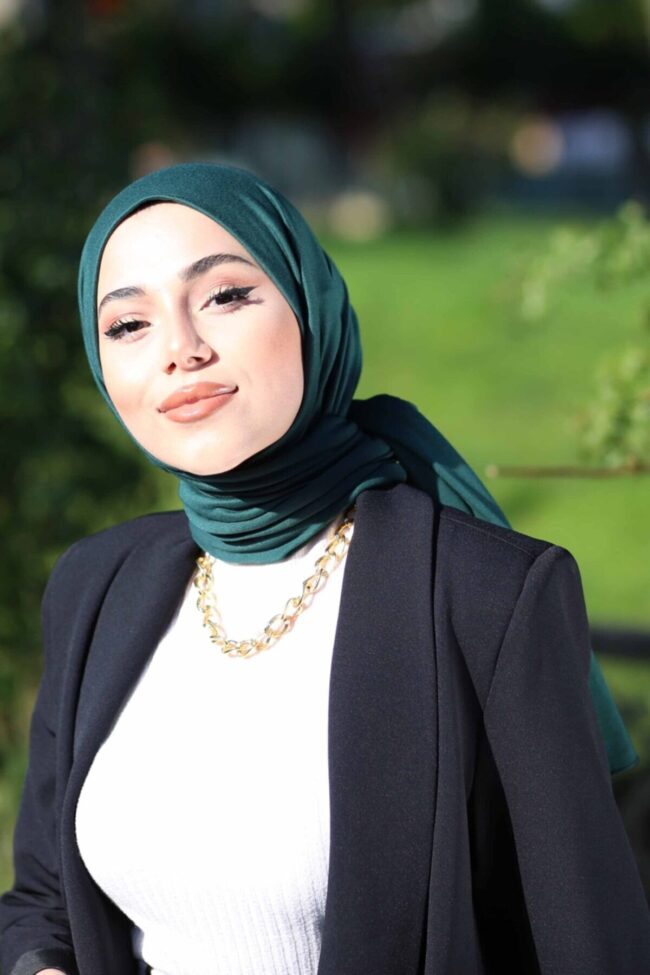 Organic Scarfs Tesettür Penye Şal Hijap Modeli - Zümrüt - Organic ScarfsOrganic Scarfs
