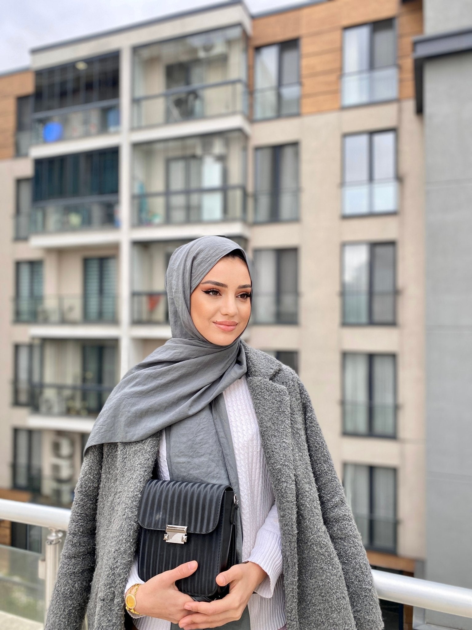 Oxygen His Serisi Pamuk Şal - Füme - Organic ScarfsOrganic Scarfs