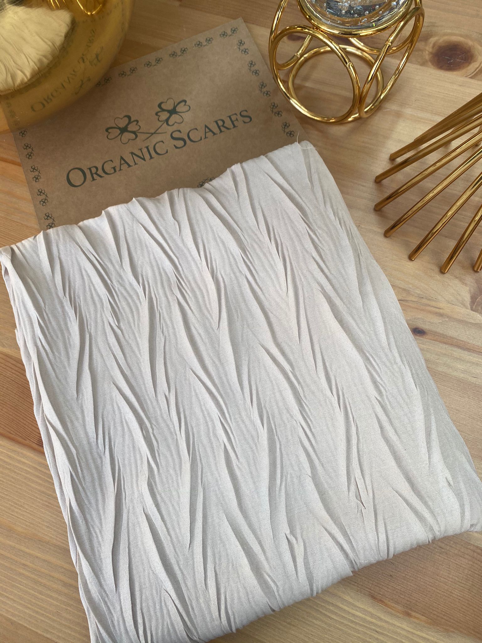 Pliseli Ağaç Kabuğu Şal - Latte - Organic ScarfsOrganic Scarfs