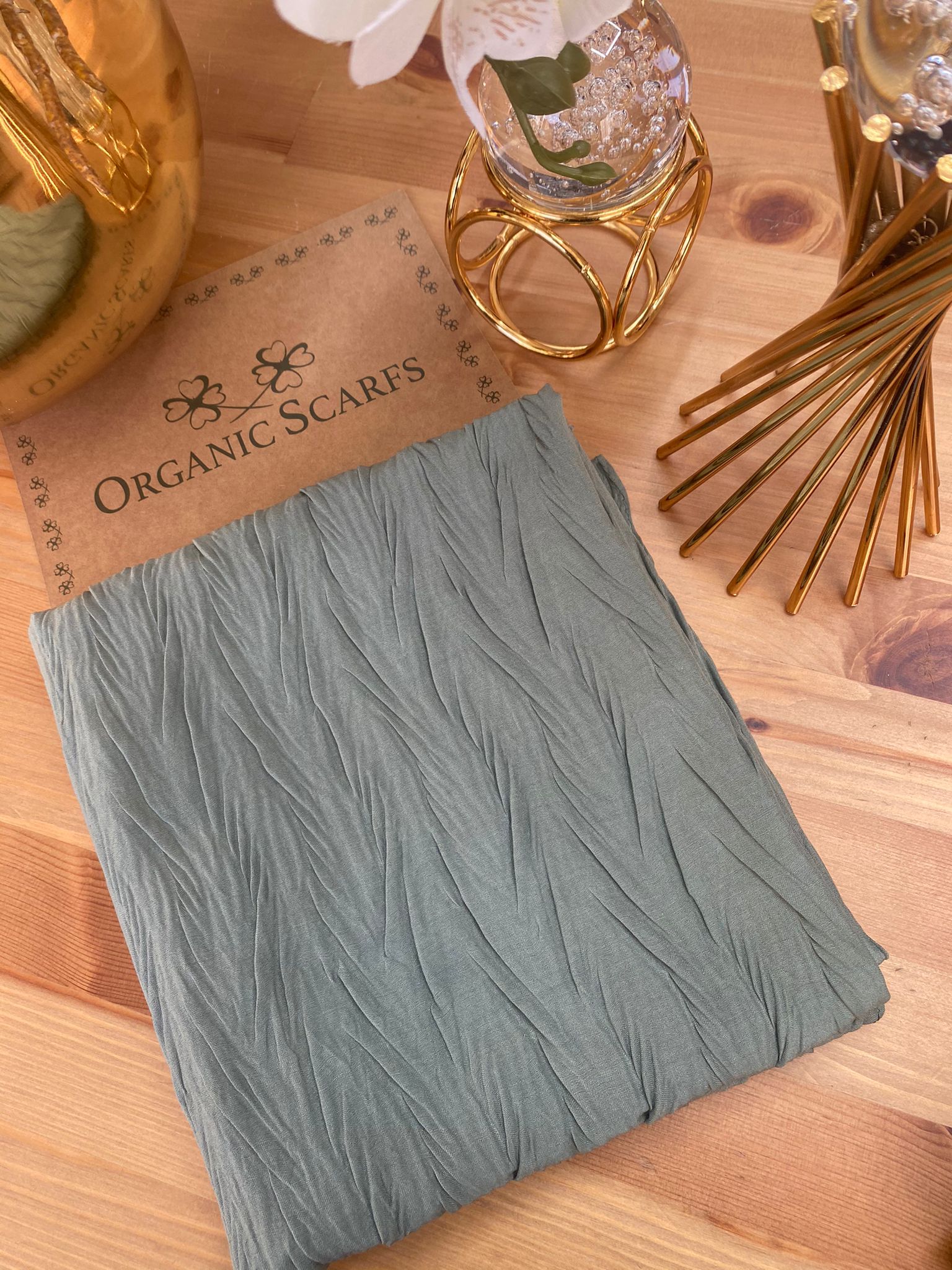 Pliseli Ağaç Kabuğu Şal - Mint - Organic ScarfsOrganic Scarfs