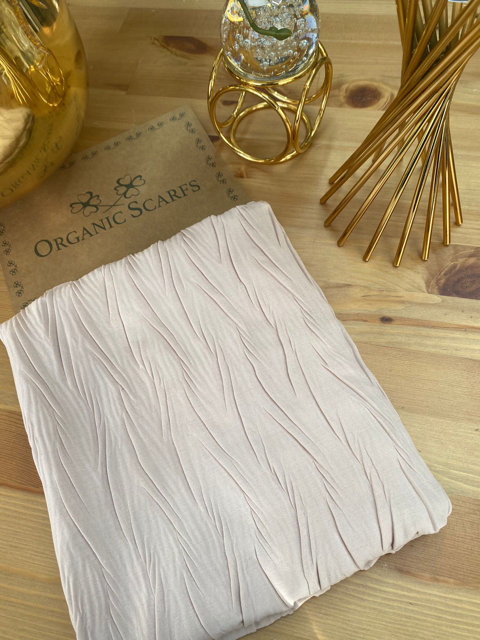 Pliseli Ağaç Kabuğu Şal - Pudra - Organic ScarfsOrganic Scarfs