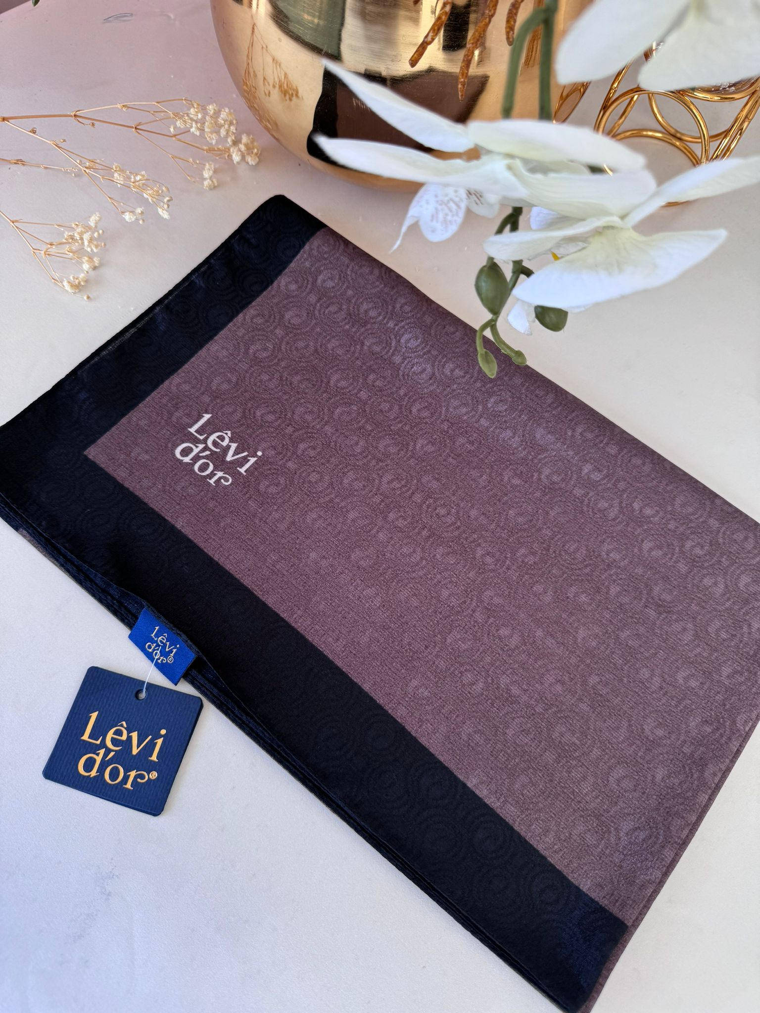 Levidor Monogram Şal - Siyah Vizon