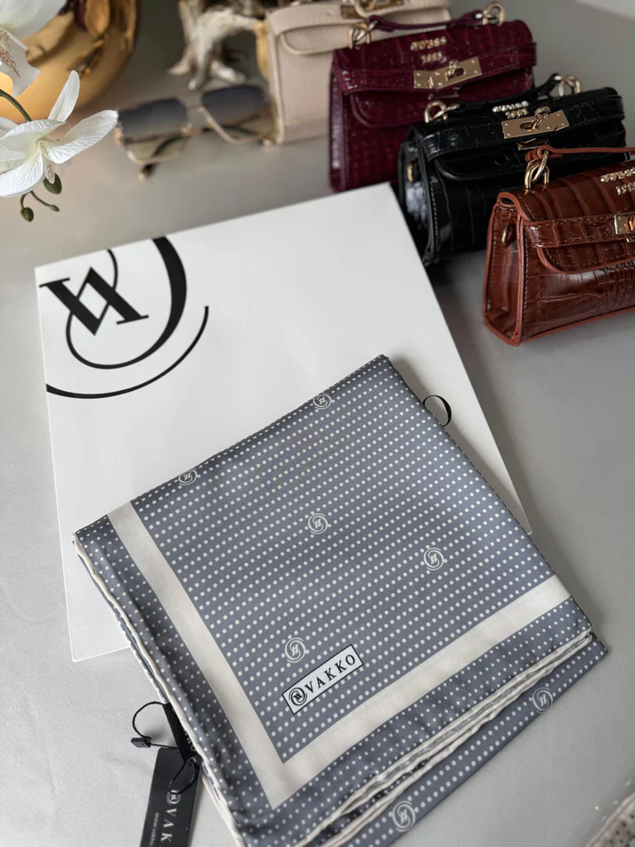 Vakko Puantiye Twill Eşarp 44126 - Antrasit