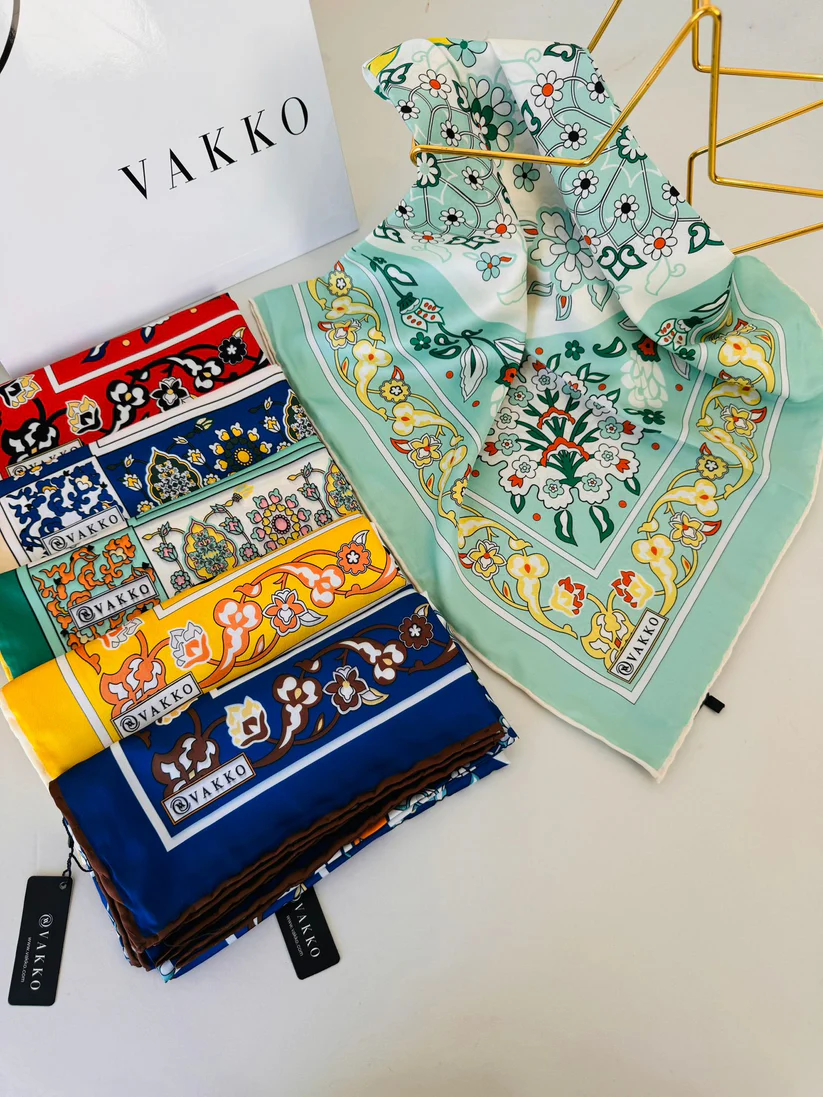 Etnik Desen Vakko Eşarp 77005 - Su Yeşili