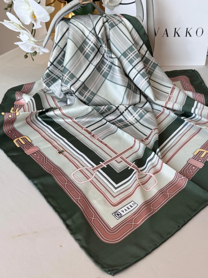 Vakko Ekose Twill Eşarp 44128 - Yeşil